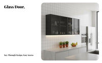 1 Bathroom Wall Cabinet Floating Display Shelf Wall Mounted Storage Cabinet Kitchen Cabinet with Glass Doors Solid Wood for Kitchen Bathroom Balcony Suitable for Gift Giving Home Organization