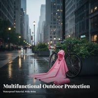 Waterproof Rain Cape Multi-Function Multifunctional Hiking Poncho Full Coverage Hooded Rain Poncho for Cyclists, Campers, Camping, Travel