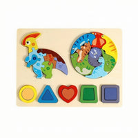Wooden Puzzle Early Learning Shape Matching Board Wooden Toy with Geometric Pieces Educational Fine Motor Skills for Toddlers