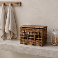 Storage Basket with Lid Rustic Hand Woven Container Basket Decorative for Home Decor