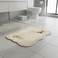 Cartoon Diatomaceous Earth Bath Mat, Non-Slip Absorbent Floor Mat for Bathroom and Toilet