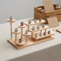 Wooden Display Rack Desktop Size Tiered Display Stand Space Saving