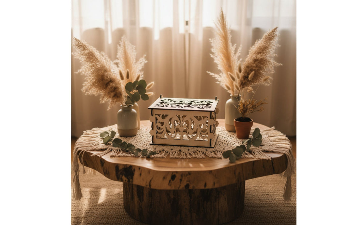 Rustic Wedding Card Box Vintage Design Wooden Card Box Reception Gift Holder Sturdy and Long-Lasting Party Decoration Hinged Lid