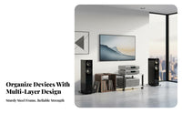 Ventilated-Air Shelving Multi-Tier Audio Rack Space Saving High-Fidelity Equipment Rack Sturdy Structure 4-Tier AV Media Stand Heavy Duty for Audiophiles, Living Room, Studio, Office