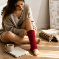 Women's Winter Wool Blend Leg Warmers with Fleece Lining - Japanese Style Solid Color Scrunch Socks