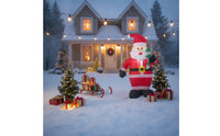 Standing Inflatable Santa Figure Multicolor Inflatable Santa Festive Decoration Warm for Yard, Storefront, Party