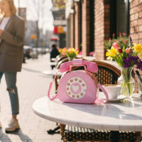 Telephone Handbag Street Style Dial Telephone Bag Detachable Strap Fashion Accessory for Women