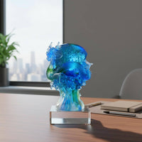 Dragon Sphere Sculpture Clear Base Crystal Dragon Figurine Engraved Characters