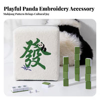 Mahjong Tile Pouf Plush Surface Low Stool sturdy Wood Legs for Entryway, Bedroom