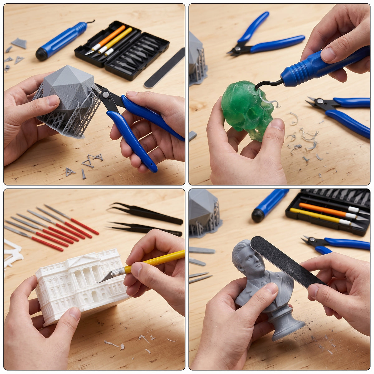 3D Printer Model Finishing Tool Kit for Deburring, Support Removal, and Trimming