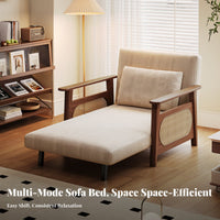 Transformable Armchair Bed Foldable Design Fold-Extendable Sleeper Chair Sturdy Wood Frame Minimalist Design