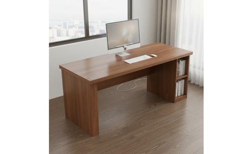 Scratch Resistant Solid Wood Desk with Storage Cabinet Space Saving Convertible Workstation Table Heavy Duty Corner Writing Desk with Bookshelf for Students, Bedroom, Small Areas