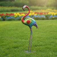 Metal Flamingo Statue Colorful Flamingo Garden Statue Outdoor for Yard, Patio
