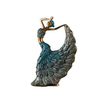 Peacock Dancer Figurine Carved Peacock Dancer Statue Freestanding Tabletop Sculpture for Interior Decorators, Entryway