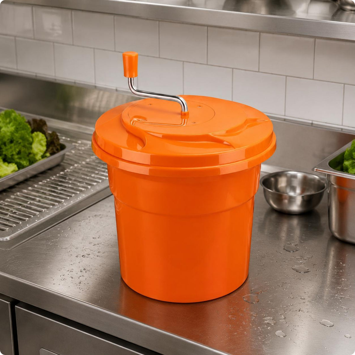 Hand Crank Salad with Lid Crank Handle Salad Non-Slip Base