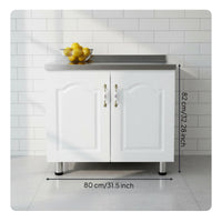 Kitchen Storage Unit Standing Kitchen Cupboard Stainless Metal Surface Modular Design Easy to Clean Cabinet with Drawers and Shelved Compartments Suitable for Families Utility Room Homeowners Home Decoration