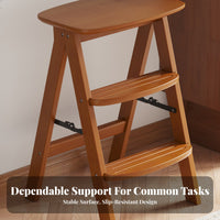 3-Step Folding Stool Foldable 3-Step Stepladder Wide Step S for Closet, Adults