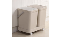 3-Compartment Trash Can Space Saving Wheeled Sorting Bin Lightweight for Home