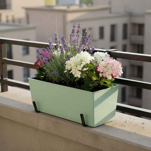 Rail Hook Planter Heavy Duty Iron Adjustable Hanging Flower Shelf for Patio