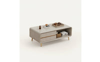 Coffee Table with Storage Tapered Legs Coffee Table with Drawer Rounded Corners Furniture for Living Room, Small Apartment
