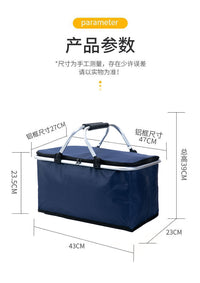 Insulated Picnic Basket Outdoor Foldable Delivery Thermal Bag with Handles