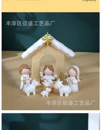 Cartoon Resin Nativity Scene Christmas Decoration