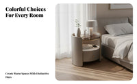 Round Nightstand Easy to Clean Round Side Table with Storage Rock Slab Surface 2-Tier Circular Nightstand for Hotel