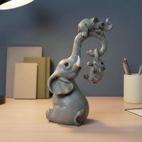 Mother and Baby Elephant Decor Detailed Sculpting Elephant Family Statue