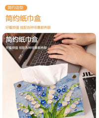 Luxury Floral Leather Tissue Box for Desktop, High-End