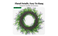 Lavender Flower Wreath Indoor Outdoor Artificial Wreath Lifelike Appearance for Fireplace Mantel