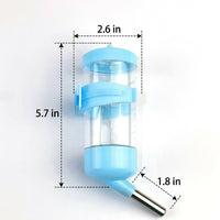 Azure Blue Bunny Water Bottle and Bunny Water Dispenser, No-Drip Water Bottle with Sipper Tube, Hanging Drinker for Hamsters and Rodents