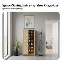 Bamboo Footwear Organizer Large Capacity Shoe Cabinet Space-saving Storage Household Furniture with Breathable Panels Suitable for Families Adults Hallway Bedroom