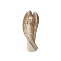 Sandstone-Finish Angel Figurine Curved Plumage Resin Angel Figurine Calm Pose
