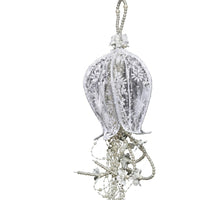 Hanging Floral Bell with Pearls White Decoration Beaded for Wedding Planners