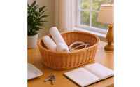 Oval Rattan Basket Woven Rattan Storage Basket Brown