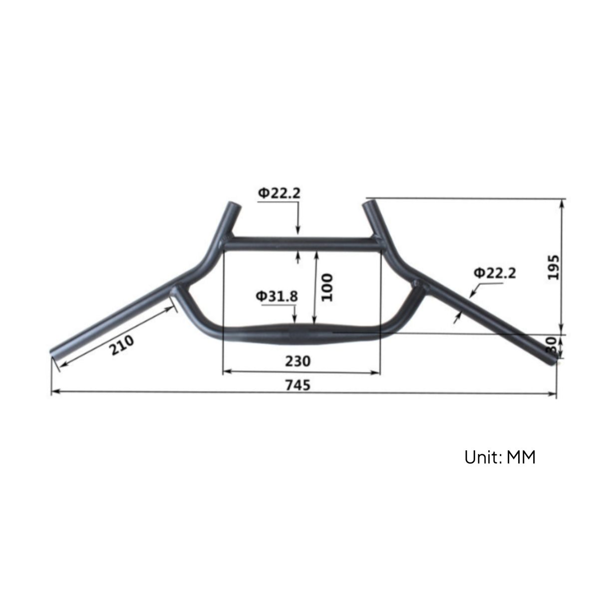 Black Sandblasted Handlebar 31.8 Mm Clamp Cycle Bar Long-Lasting