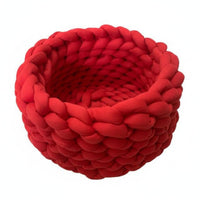 Chunky Knit Cat Bed Handcrafted Look Crochet Pet Resting Place Vegan Woven Cat Nest for Cats, Indoor