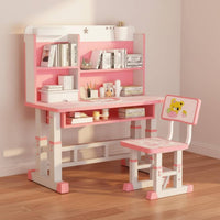 Adjustable Kids Desk Chair Set Rounded Corners Kids Desk and Chair Set children's Writing Table with Storage for Drawing, Home, Bedroom