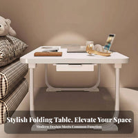 Space-Saving Foldable Laptop Table Multi-Functional Foldable Lap Desk Ready to Use Bed Tray Device Slot for Dorm Residents, Distant Workers, Users with Limited Mobility, Home Office, Sofa, Travel, Floor