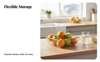 Wire container with Wood Handles adaptable Storage Basket Modern & design for Renters