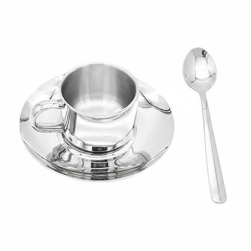 Coffee Mug and Plate Set Lightweight Double Wall Espresso Cups Recyclable