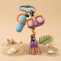 Beach-Inspired Scuba Keychain with Carabiner Lightweight Diver Keychain with Mini Cylinder Compact Silicone Bag Charm with Charms Portable for Backpacks