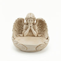 Angel Statue with Tray Vintage Angelic Jewelry Tray Carved for Vanity