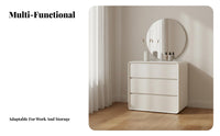 Expandable Vanity Desk Modern Minimalist Makeup Table Lighted Vanity Set Storage High Gloss Lacquer Finish Wooden Construction Suitable for Women Bedroom Dressing Area