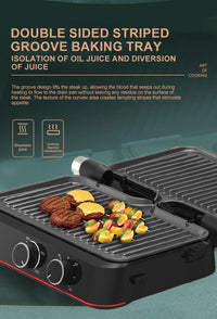 2-in-1 Detachable Electric Grill and Waffle Maker, 1500W, 220V EU Plug