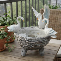Swan Planter Hand Painted Elegant Planter Pot Vintage Mini Landscape for Courtyard