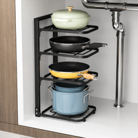 Under-Sink Storage, Carbon Steel Rack, Pot & Pan Cookware Storage, Matte Kitchen Rack