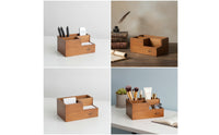 Desk Organizer with Compartments Wooden Desktop Organizer Rustic Desk Tidy for Home Office