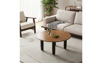 Walnut Round Coffee Table Modern Wooden Coffee Table Minimalist Furniture Solid Wood for Living Room, Reading Corner
