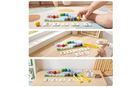 Hands-on Caterpillar Math Board with Beads Educational Wooden Counting Toy with Tweezers Learning Child-Centered Math Board with Cards Preschool for Homeschooling, Kindergarten